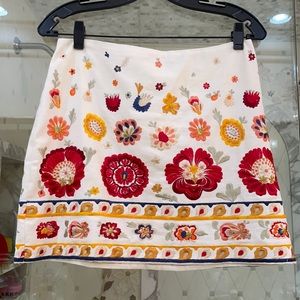 Topshop Embroidered Floral Miniskirt